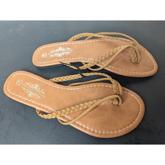 CHARLES ALBERT Sandals Womens 7M Brown Vegan Leather FAB Brown Braided‎ Boho New - Picture 1 of 5